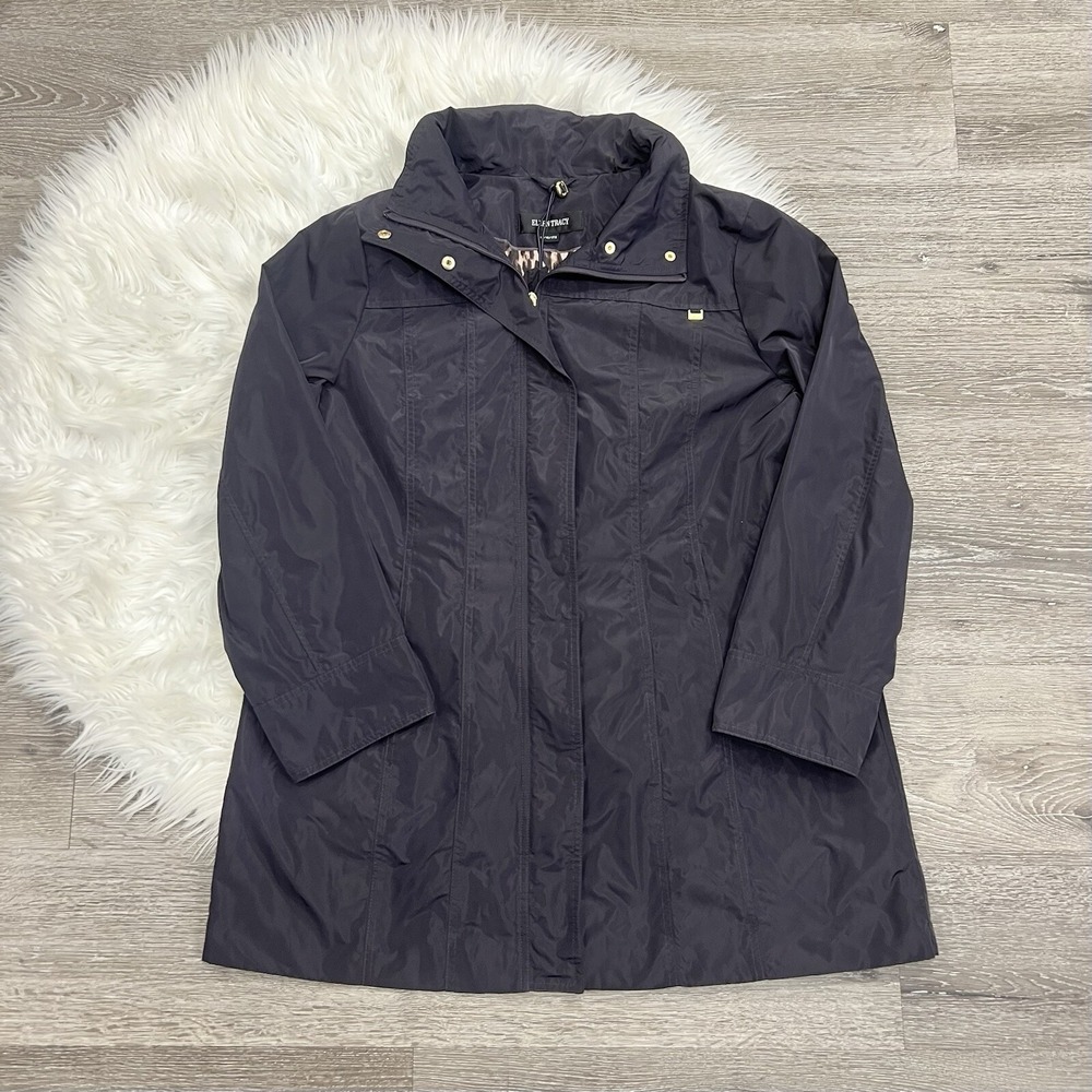 Ellen Tracy Packable‎ Amathyst Trench Rain Coat Size 1X With Hideaway Hood